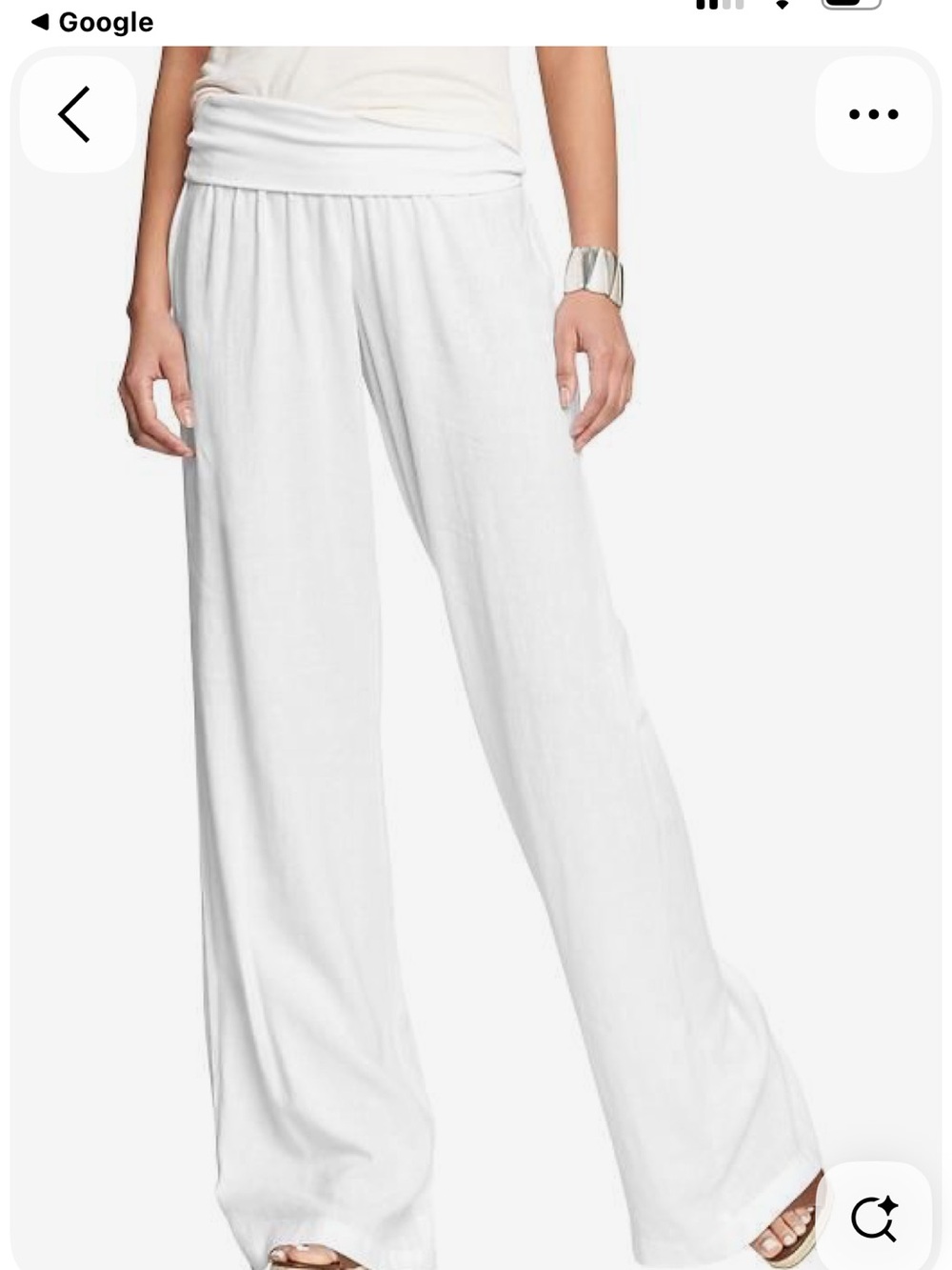 Old Navy NWT Fold Over Waist Linen Blend Wide Leg Pants Sz M